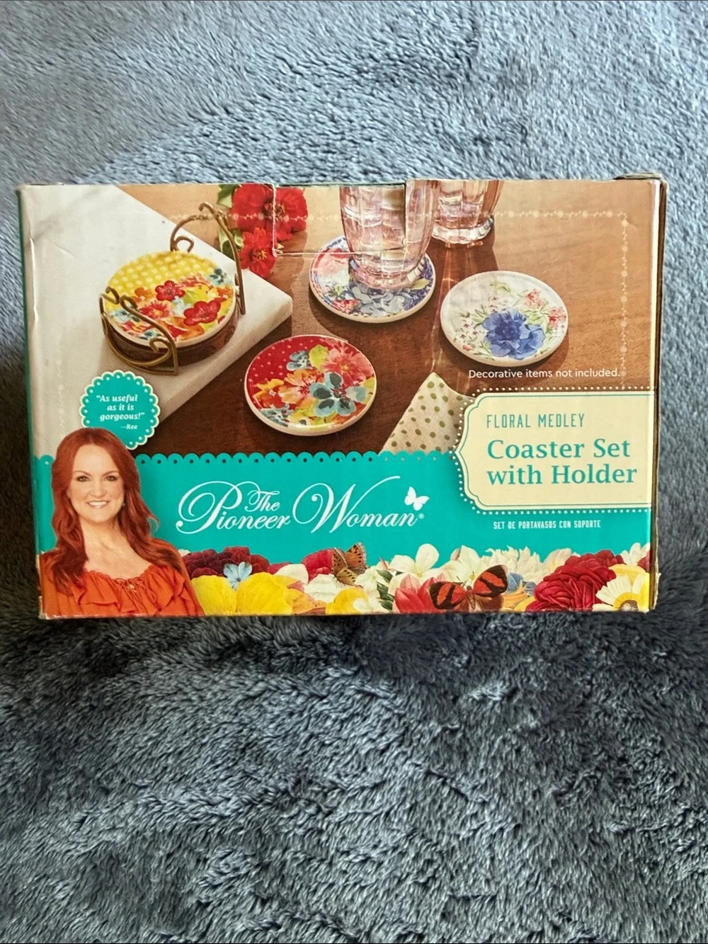 The Pioneer Woman Floral Medley Coaster Set with Teal Accent